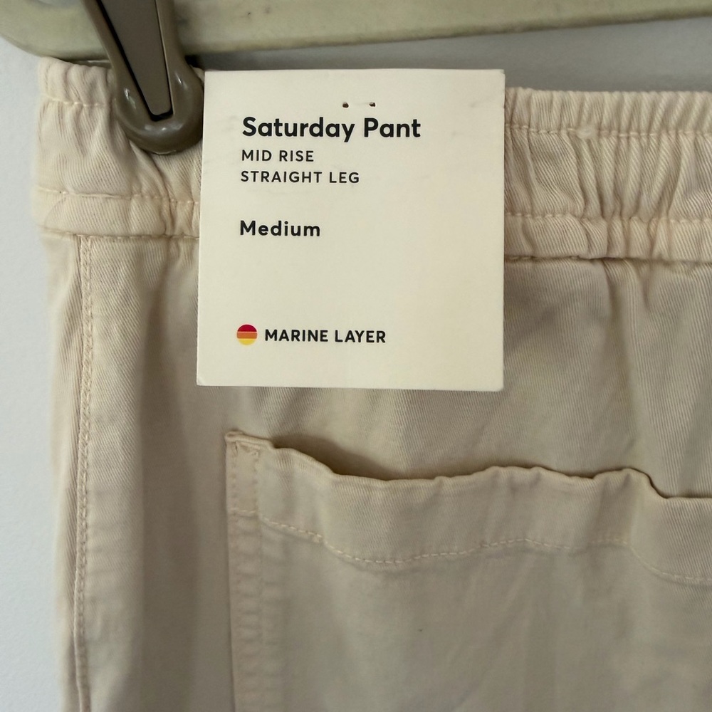 Marine Layer Cream High-Rise Wide Leg Cropped Pants - Picture 8 of 10